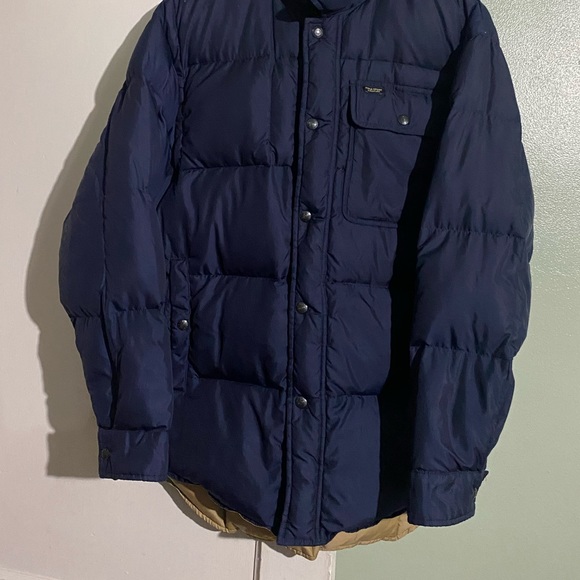 Vintage Men's Ralph Lauren Polo Sport Navy/Tan Jacket Puffer Coat - Men Small - Picture 8 of 14